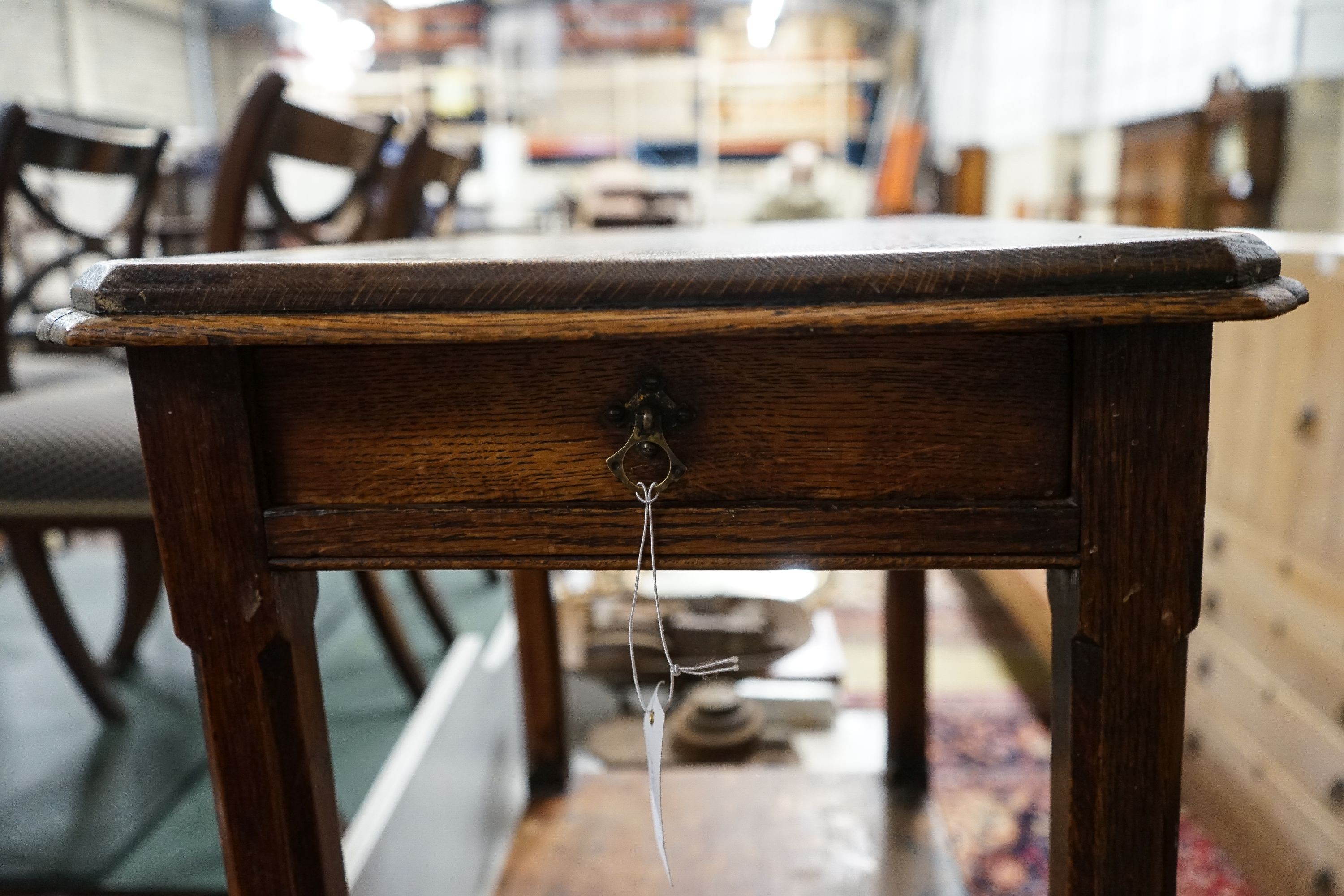 A Victorian Aesthetic movement oak two tier side table, width 62cm, depth 40cm, height 73cm